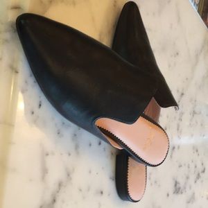 JCrew black leather mules